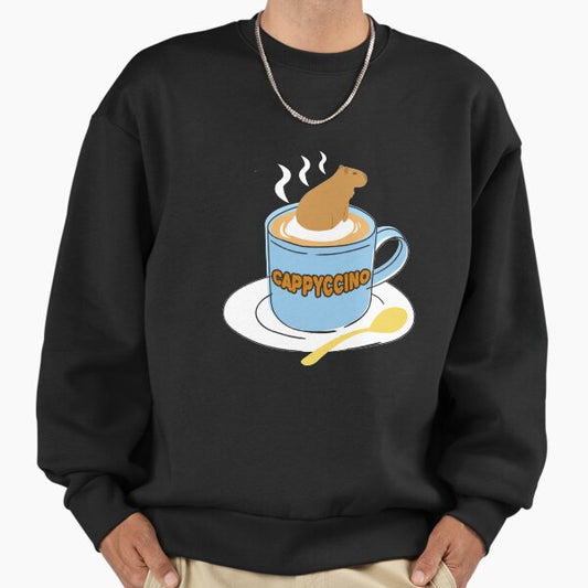 Cappyccino Capybara Coffee Pun Sweatshirt