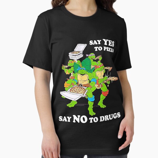 Retro Love Ninja Turtles Cartoon Say Yes To Pizza Say No To Drugs T-Shirt