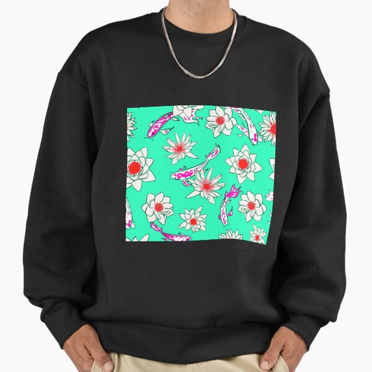 Fish swimming around cherry blossoms in the water Sweatshirt
