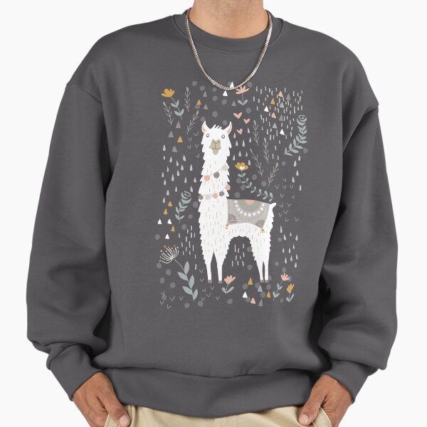 Llama on Warm Gray Sweatshirt