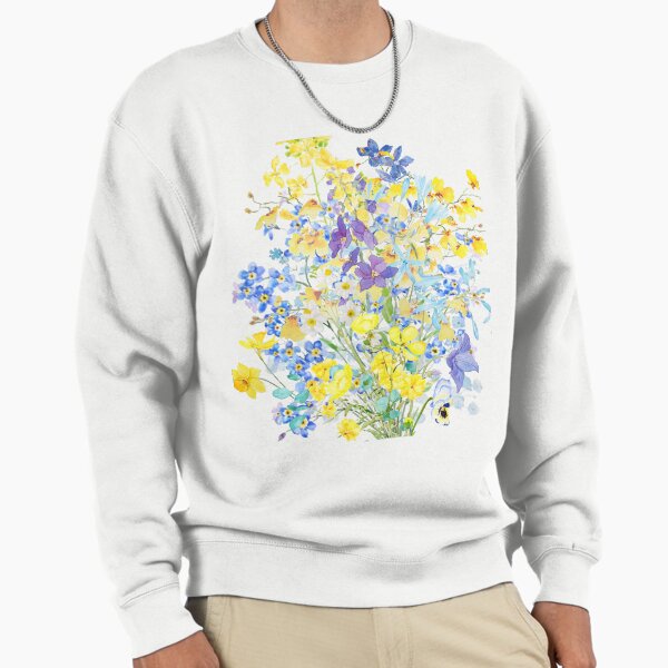 Purple blue and yellow flowers bouquet watercolor Sweatshirt