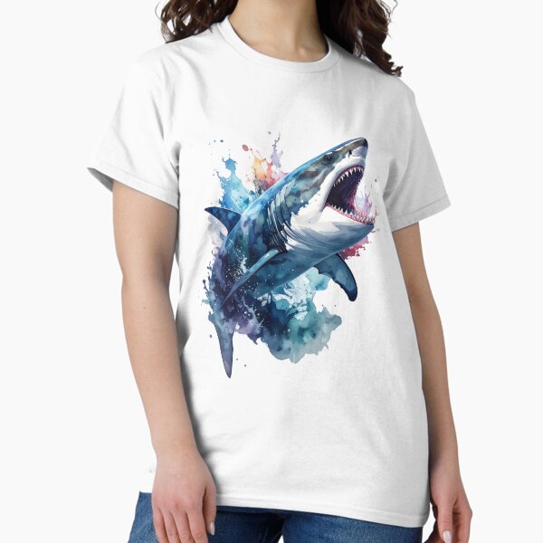 King of the Deep, Shark in Watercolor T-Shirt