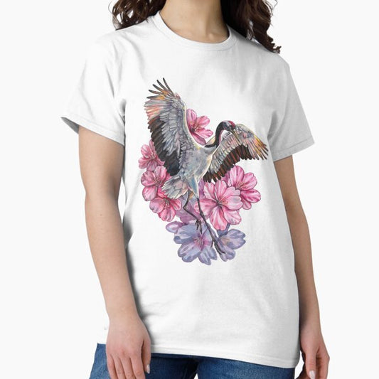 Dancing Crane and Blossoms T-Shirt