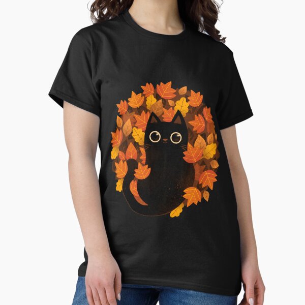 Cat and Autumn Leaves! T-Shirt