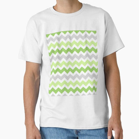 Lime Green Grey Chevron Pattern T-Shirt