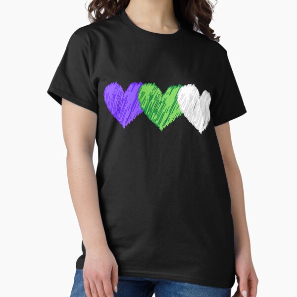 Suffragette Colours Hearts T-Shirt