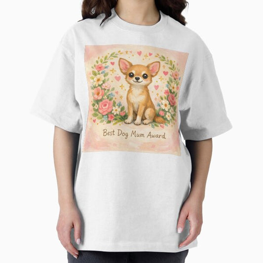 Best Dog Mum Ever Cute Folk Art Dog Lover Gift T-Shirt