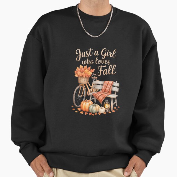 Just A Girl Who Loves Fall Cute Pumpkin Autumn Leaves Cozy Sweatshirt