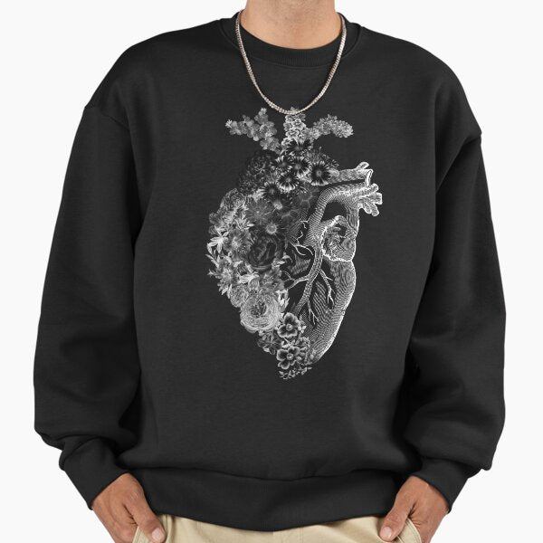 Flower Heart Spring Black and White Inverse by Tobe Fonseca Sweatshirt