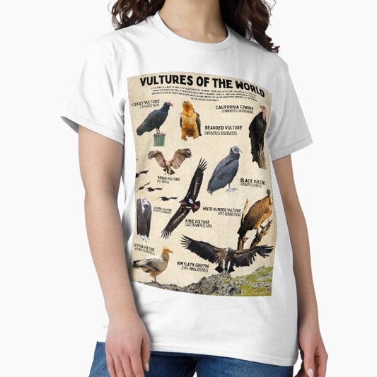 Vultures of the World Birder Ornithology Scientific Diagram Poster T-Shirt