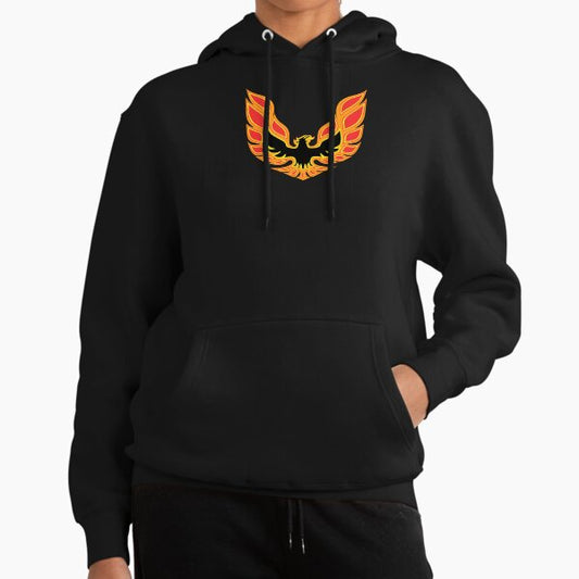 Pontiac Trans Am Firebird 1970s Red & Yellow Screaming Chicken Emblem Hoodie