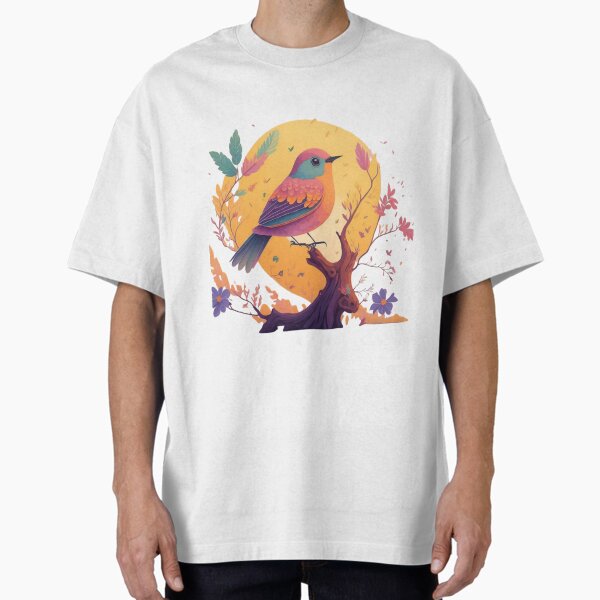 Spring magic – Stylish bird on a blossoming branch T-Shirt