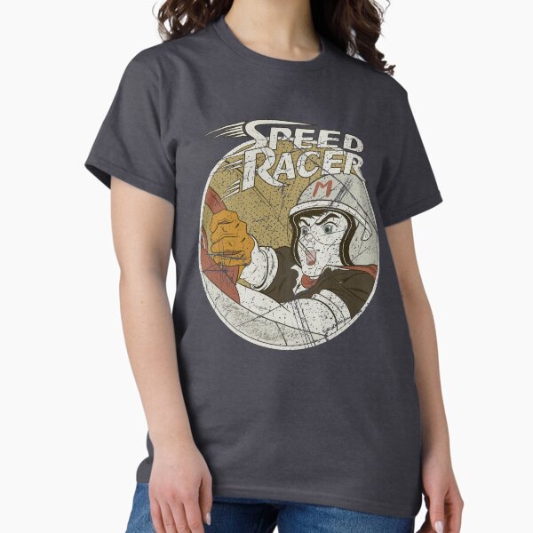Vintage Speed Racer Distressed Circle Tee | Retro 60s Anime T-Shirt