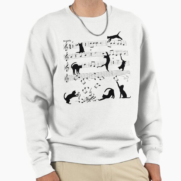 Cat Playing Clef Notes Piano Music Funny Musical Cats Cute Gift Sweatshirt