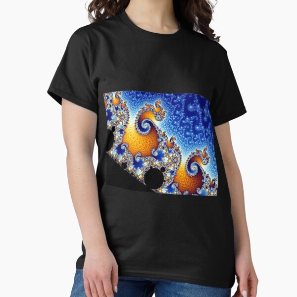 Mandelbrot Blue Double Spiral Fractal T-Shirt